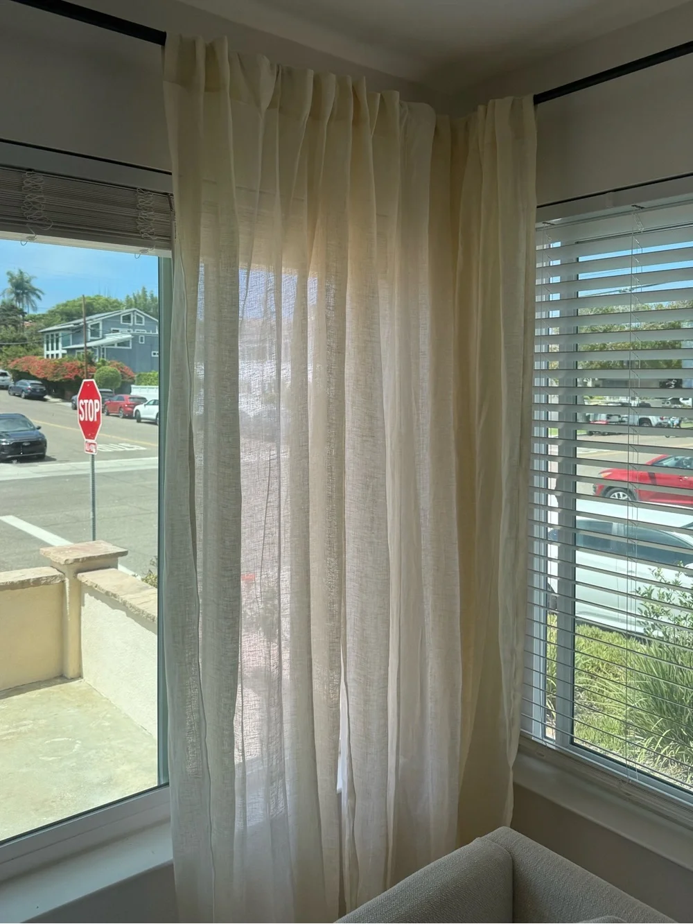 West Elm Sheer European Flax Linen Curtain - Alabaster 48 x 108. 2 panels
